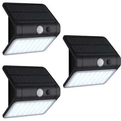 Produktbild von 3x LED Solar Außenwandleuchte, Bewegungsmelder, Schwarz, H 11,8 cm