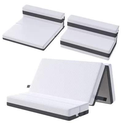 Produktbild von TeQsli Gel Klappmatratze 15 cm Höhe, Gästematratze, 4-teilige Faltmatratze & 3-i