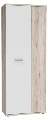 Produktbild von FORTE NET106 Schrank 70 180, Mehrzweckschrank klein, Staubsaugerschrank, Abstellraum, Drehtürenschrank, 2-türig mit Einlegeböden, Weiß mit Holzdekor