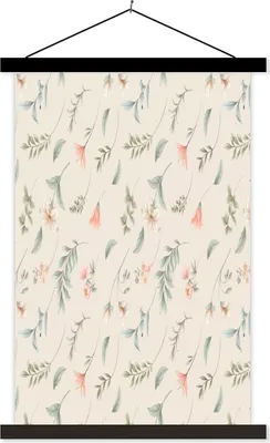 Produktbild von MuchoWow® Textilposter Blumen - Pastell - Muster 120x180 cm mit schwarzem Rahmen - Fotos