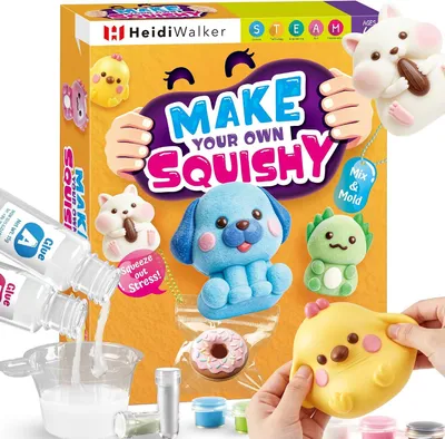 Productafbeelding van Lichtgevende vloeibare siliconen - Squishy knutselset voor kinderen vanaf 6 jaar - Squishy zelf maken set met 6 vormen