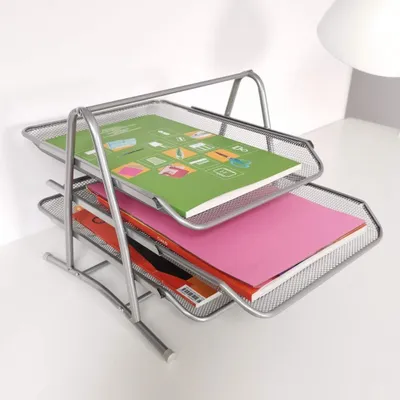 Produktbild von Büro Organizer Briefablage - Büro Organizer Schreibtisch Organizer - 3 Ebenen - Silber