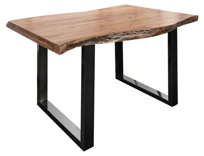 Produktbild von MASSIVMOEBEL24.DE Baumtisch Akazie 140x90x77 natur lackiert / U-Beine anthrazit glänzend FREEFORM 5