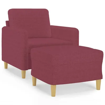Image de vidaXL Fauteuil avec pouf vin rouge 60 cm Tissu