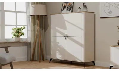 Immagine prodotto di Cassettiera alta con ante HALDEN - cashmere / rovere