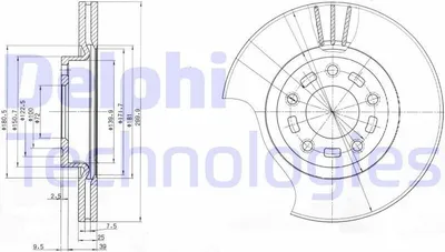 Produktbild von 2x DELPHI Bremsscheibe BG3928 für MAZDA 5 (CR19) 3 (BK) 3 (BL) 5 (CW) 48 5mm