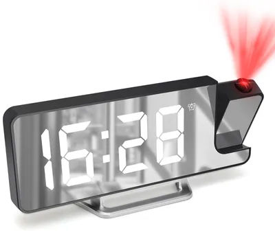 Projektionswecker, LED, Temperatur, Schlummer, 12/24h, weiß