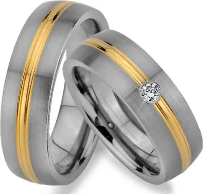 Produktbild von mit GOLD Platierung , aus Wolfram , Trauringe mit Gratis Gravur Hochzeitsringe Eheringe Partnerringe Ohne Steine und 1 Steine JW15-1