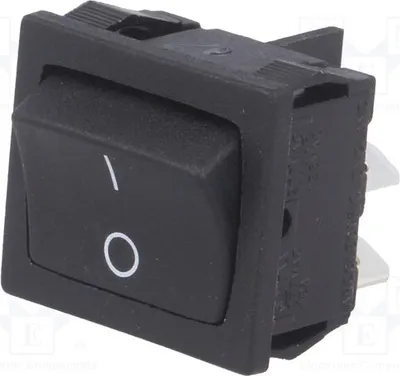 Image de 1 x Interrupteur 10A/28VDC, 10A/250VAC, OFF-ON, position 2, noir. Référence manquante : H8650VBBB076W. Type : bascule
