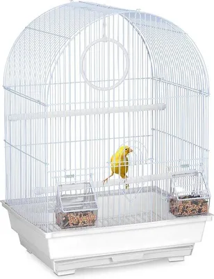 Produktbild von Famanu Vogelkäfig mit Sitzstangen und Schaukel - 49,5x34,5x31 cm - weiß