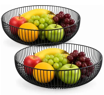 Obstkorb-Set aus Metall, 2er-Pack, 28 cm, schwarz