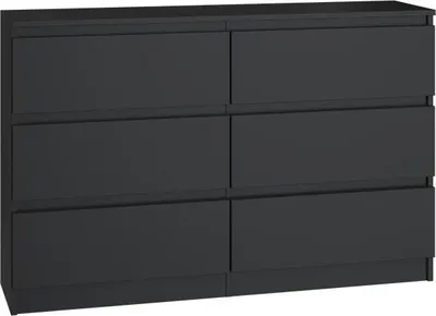 Produktbild von Moderne schwarze Kommode MALWA M6 – 6 Schubladen | Farbe: Schwarz | Größe: 120x75x30 cm