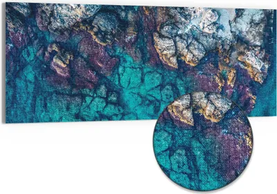 Produktbild von DEQORI Hybrid Leinwand Bild 150x60 cm 'Küstenfarbenspiel' Wandbild Glas flach modern