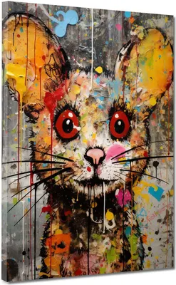 Produktbild von Maus Pop Art Leinwandbild Wandbild Kunstdruck XL Deko: 105x140x4cm