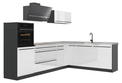 Imagen del producto de Cocina esquinera Vicco R-Line Blanco alto brillo/Antracita 287 x cm encimera Mármol, Model 66763