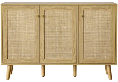 Opbergkast mit 3 Türen, Sideboard, Holz, verstellbare Böden, 120x40x82 cm