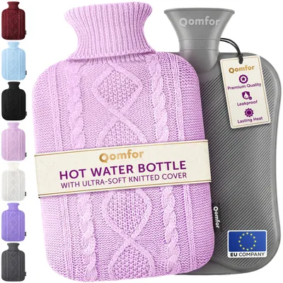 Produktbild von Wärmflasche Wärmekissen Wärmeflasche - 2 Liter - Mit Strickbezug - Rosa - Für Bauch, Rücken und Schultern