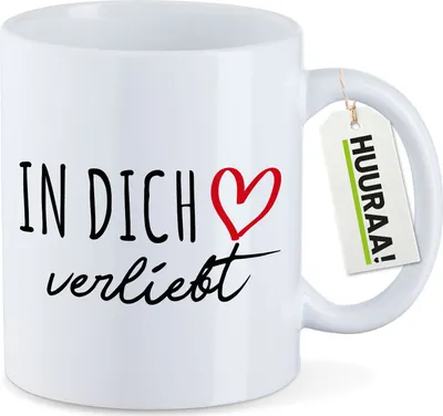 Produktbild von Huuraa Kaffeetasse In dich verliebt 330ml Weiß Keramik Kaffeebecher Geschenkidee