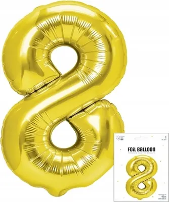 Zdjęcie produktu dla Balon Foliowy Cyfrą Cyferka 8 Złota Na Impreze Urodzinową Przyjęcie 40Cm