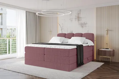 Produktbild von ALTDECOR Boxspringbett - NINA KING - 140x200 Altrosa Aragon- Komplett-Set mit H3 und H4 Matratzen und Topper, Polsterbett mit Bettkästen, Lattenrost, Bett mit Stauraum, Doppelbett, Boxbett
