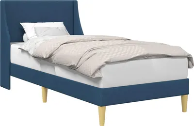 Produktbild von Bettrahmen Uni mit Kopfteil Blau 90 x 200 cm Stoff