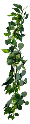 Produktbild von Girlande Pfingstrosen Lorbeer Eukalyptus weiß 1,40 m Hochzeit - Einheitsgröße