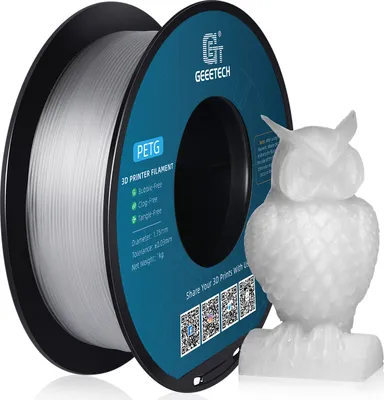 Obrázok produktu pre Geeetech PETG filament pre 3D tlačiarne, 1,75 mm, presnosť rozmerov ¡À0,03 mm, materiál pre 3D tlač, cievka pre väčšinu FDM 3D tlačiarní, 1 kg šC transparentný