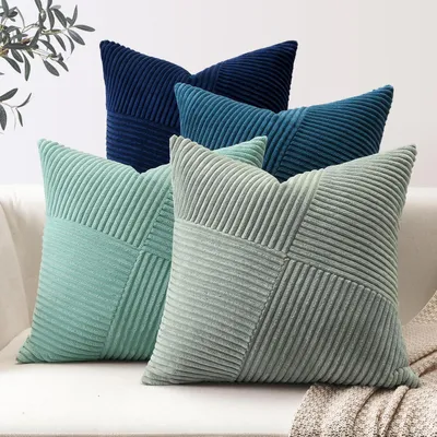 Productafbeelding van Set van 4 kussenhoezen, 55x55 cm, blauw, met windmolenmotief