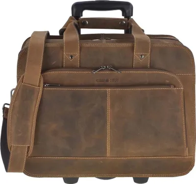 Produktbild von Greenburry Leder Business-Trolley Aktentasche mit Rollen braun Vintage