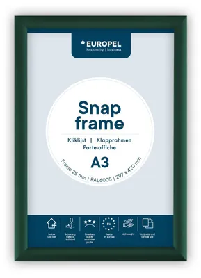 Produktbild von EUROPEL leichter Klapprahmen DIN A3, Farbe Grün, Easy-Click System, Profil 25x11