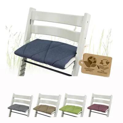 Produktbild von BAMBINIWELT Ersatzbezug, Kissen für Erwachsene kompatibel mit Hochstuhl/Kinderstuhl Stokke Tripp Trapp, Sitzkissen, Großes Kissen für Fußbrett, marine