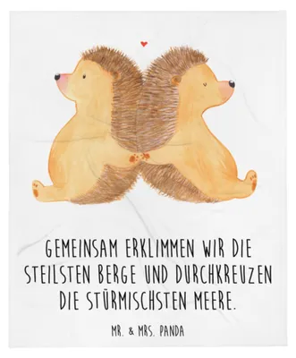 Produktbild von Mr. & Mrs. Panda Kuscheldecke Igel händchenhaltend - Weiß - Geschenk, Liebe, Schlafdecke, Wohndecke, Tagesdecke, Sofadecke, Ehe, Hochzeit, Jahrestag, Love, Freundin
