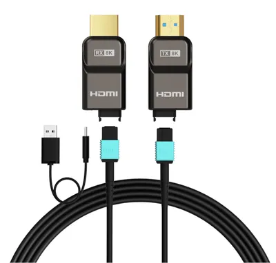 Immagine prodotto di Cavo in fibra ottica 8K HDMI 2.1, schermato, connettori rimovibili, velocità di 48 Gbps, lunghezza 15 metri