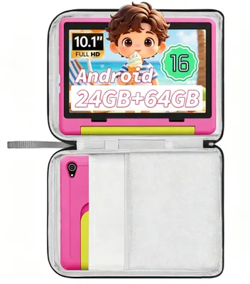 Produktbild von JENBIZZ Kinder Tablet 10 Zoll, 24(3+21)GB RAM, 64 GB, 6000mAh, GMS-, Android 16, WiFi 6, mit Tragetasche