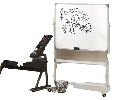 Productafbeelding van Mobiel whiteboard, 120x90 cm, 360° draaibaar, aluminium frame, inclusief stiften en accessoires