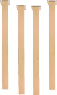 Four wooden table legs are shown vertically against a white background.