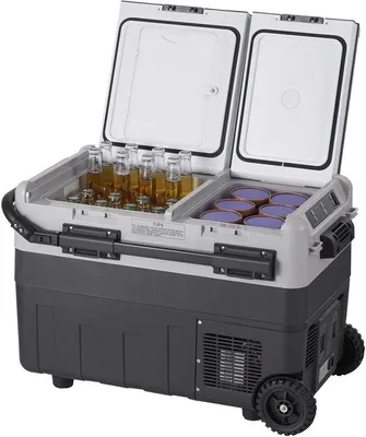 Produktbild von Mini-Kühlbox - 40L - Zweizonen - Mini-Vorratskühler - -20°C bis 20°C - 12V/24V & 230V - Mit Rädern & Griff - Für Auto - Camper - und Camping