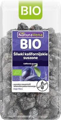 ŚLIWKI KALIFORNIJSKIE SUSZONE BEZGLUTENOWE BIO 400 g - NATURAVENA