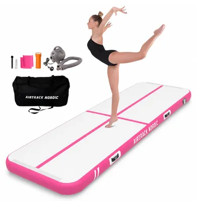 Image de Tapis de gymnastique gonflable de 3 mètres, avec pompe à air électrique et sac de transport
