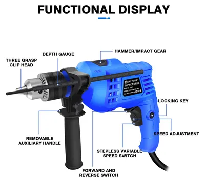 Produktbild von 850W elektrischer Bohrhammer - 2-in-1 Schlagbohrmaschine - Drehzahl regelbar - Bürstenloser Motor - 360° Griff - Für Beton, Ziegel, Holz