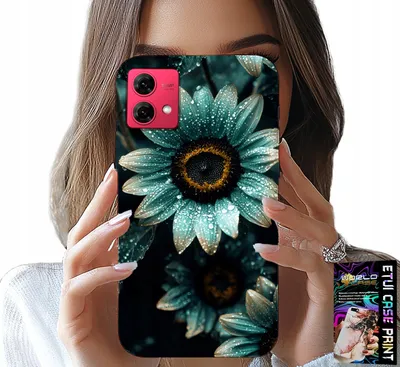 Zdjęcie produktu dla Etui Do Motorola Edge 40 Neo - Niebieska Gerbera Stokrotka Kwiat +Folia