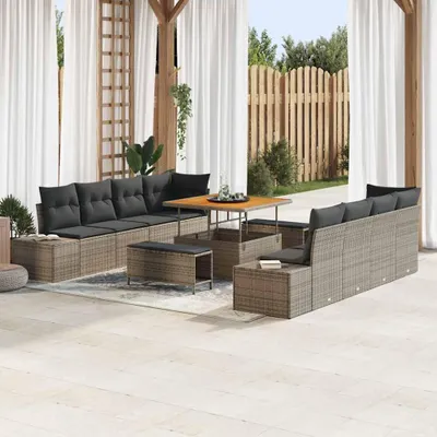 Produktbild von "2026 Promotion" Gartensofa-set mit Kissen - 11 pcs - Grau Poly-Rattan - Gartenmöbelset CC19696