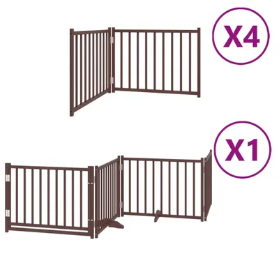 Zdjęcie produktu dla vidaXL 12-częściowa bramka dla psa z drzwiczkami składana brązowa 960 cm drewno topolowe