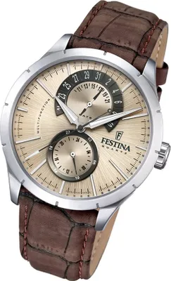 Produktbild von Festina Herren Uhr Retro F16573/9 Leder Quarz Armbanduhr braun UF16573/9