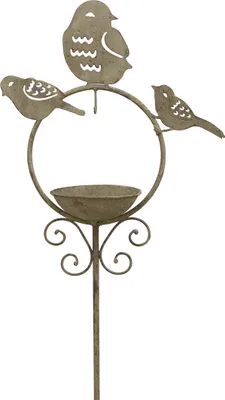 Produktbild von Futterplatz Vogeltränke Metall grau ArtFerro 37x14cm H128cm Gartenstecker Garten