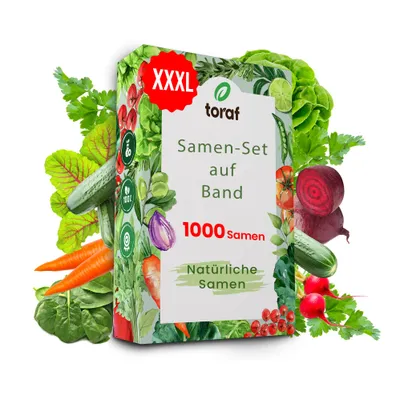 Produktbild von Toraf Gemüse Saatband Set 8 Sorten ca. 1000 Samen 6–7 m Rollen