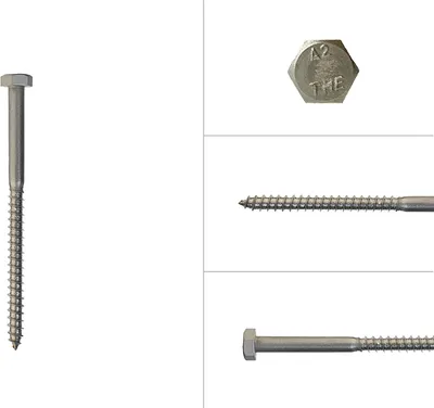 Immagine prodotto di Viti per legno a testa esagonale in acciaio inox A2 M6 x 90 mm - Per 100 pezzi