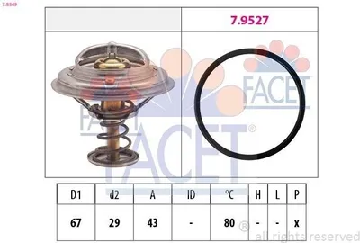 Produktbild von FACET Thermostat Kühlmittel 80°C passend für MERCEDES-BENZ Stufenheck (W124) SL (R129) S-Klasse Limousine (W126) G-Klasse SUV (W463) SL (R107)