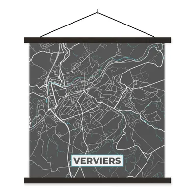 Obrázek produktu pro MuchoWow® Textilní plakát - Belgie - Verviers - Mapa města - Modrá - Mapa - 90x90cm - S černými lamelami