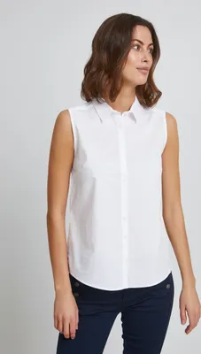 Produktbild von fransa Zashirt 4 Shirt Damen Bluse Hemdbluse ärmellos mit Hemdblusenkragen